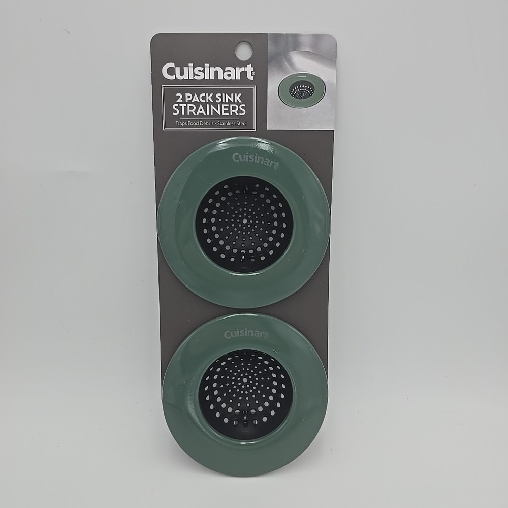 Cuisinart 2‎ Pack Sink Strainers Stainless Steel Green Traps Food Debris